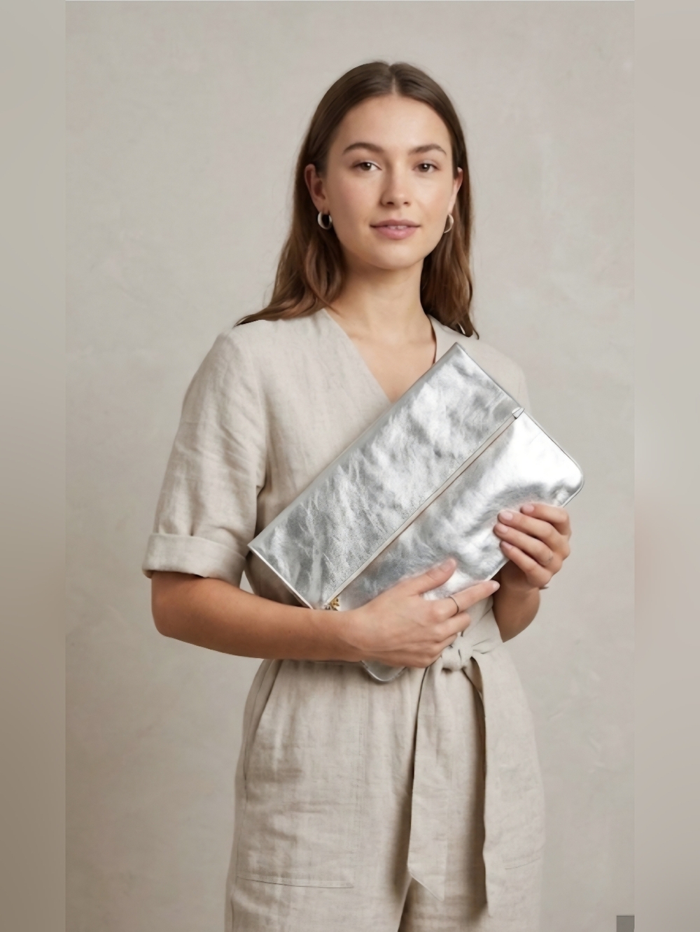 Minor History Silver Leather Clutch